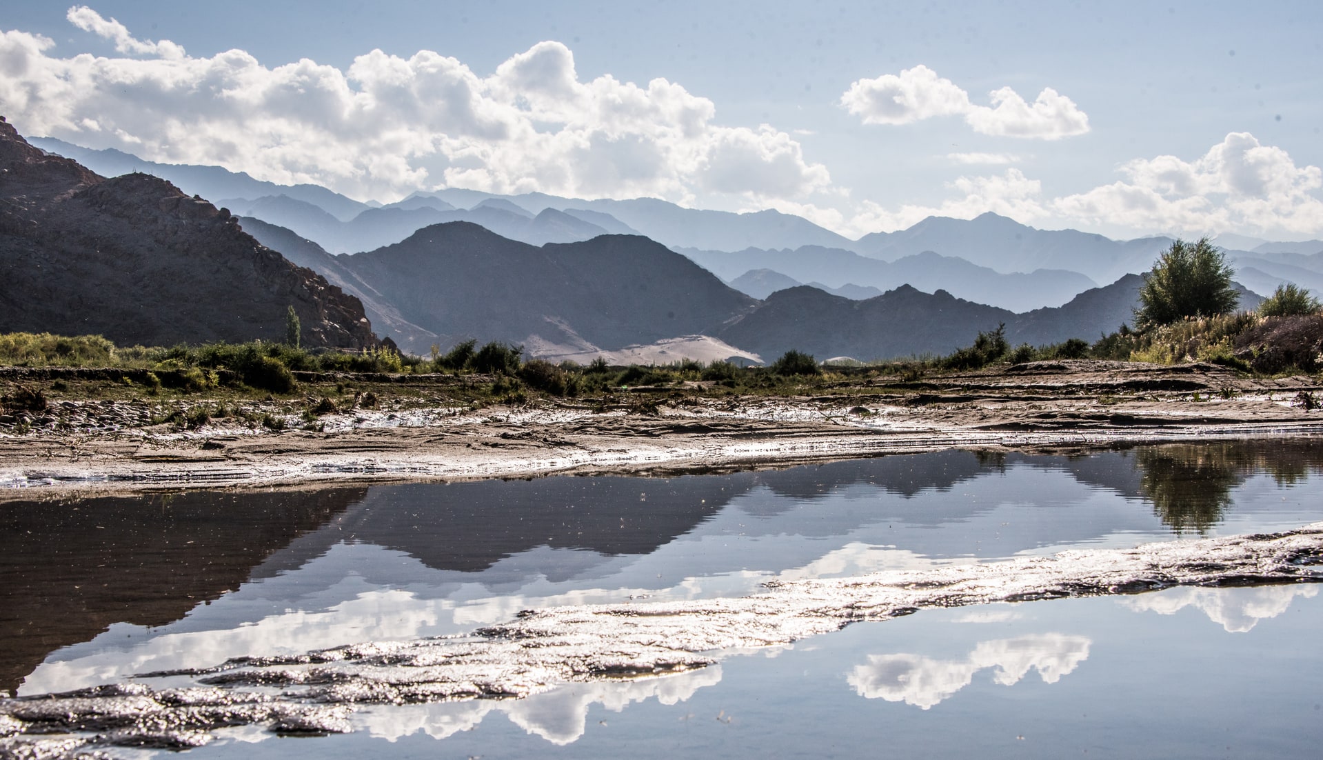 River and Reflection of Mountains